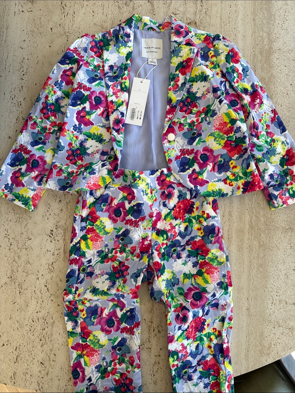 Janie and Jack Floral Jacket and Pant Set - Purple, Pink, Green, Blue, Yellow